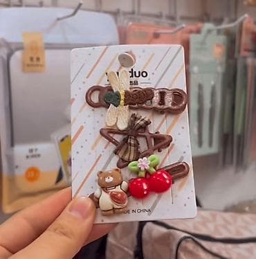 серьги пусеты: Аксессуар для волос, Заколка, Детские, Материал: Металл — 4