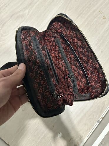 Барсетки: Мужская сумка через плечо BUTUN, натуральная кожа, черная. Причина — 2