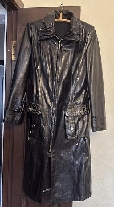 плащ кожаный женский: Плащ, Классическая модель, M — 1