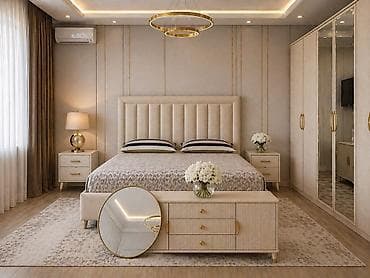 мебел спальный: Спальный гарнитур, Б/у, Двуспальная кровать, цвет - Бежевый — 2