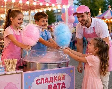 цветной сахар: Сладкая вата на палочке - Классическая воздушная вата в — 2