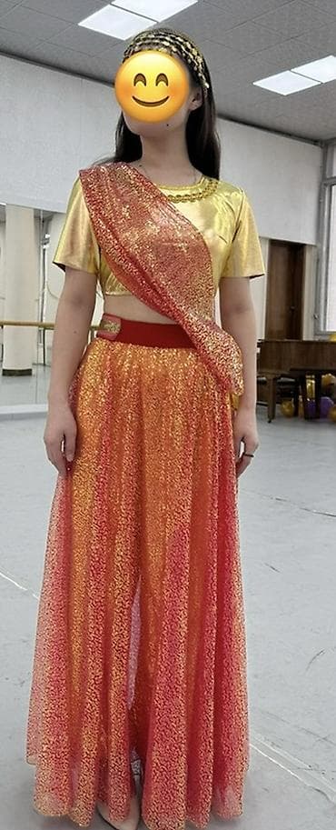 карнавальный костюм: ПРОКАТ Индийский костюм Размеры 42-44 - Комплект: топ из золотистой — 1