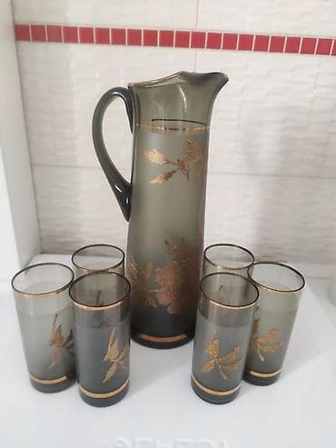 Идиш-аяк: Полный набор: графин и 6 стаканов в идеальном состоянии. Вся позолота — 2