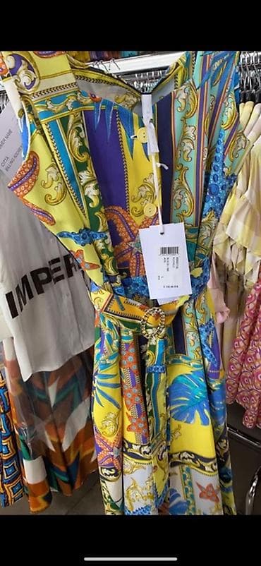 Айымдардын кийими: Күнүмдүк көйнөк, Италия, Жай, Узун модель, Пахта, L — 1