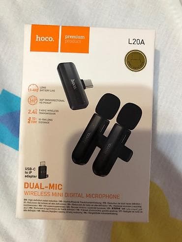 Hoco L20A — беспроводной цифровой мини‑микрофон с двумя передатчиками