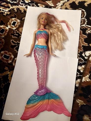 Кукла-Русалка с длинными светлыми волосами и розовой прядью. - at lalafo.kg Кукла-Русалка с длинными светлыми волосами и розовой прядью. -