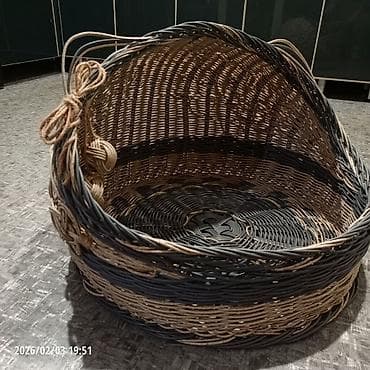 мышык ош: Плетеная лежанка для кошек, выполненная в форме головы кошки с ушками — 10