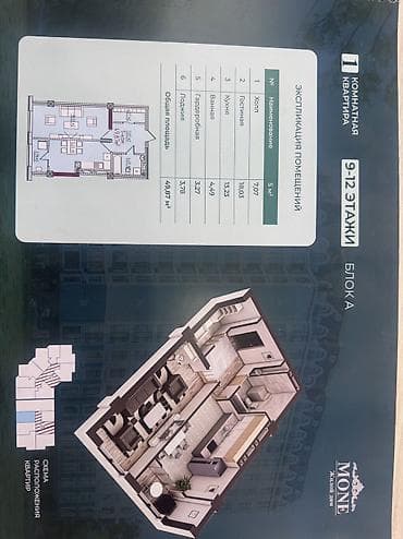 50: 1 комната, 50 м², Элитка, 12 этаж, Готовая ПСО (под самоотделку) — 3