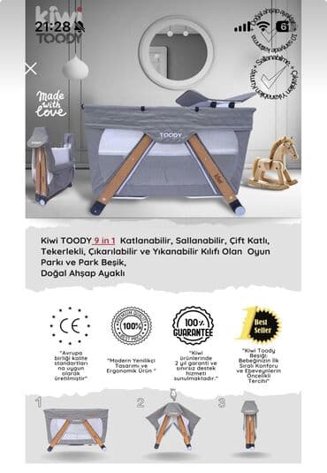 Детская мебель: Манеж-кровать, Складной, Дерево — 4