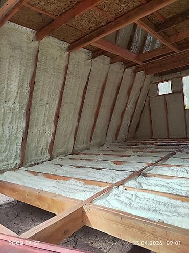 замена крыши дома: Напыление утеплителя ППУ (пенополиуретан) для каркасных домов — 5