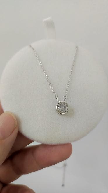 бусы старинные: Серебряные колье, Проба 925, Женские, Новый, Фианит — 1