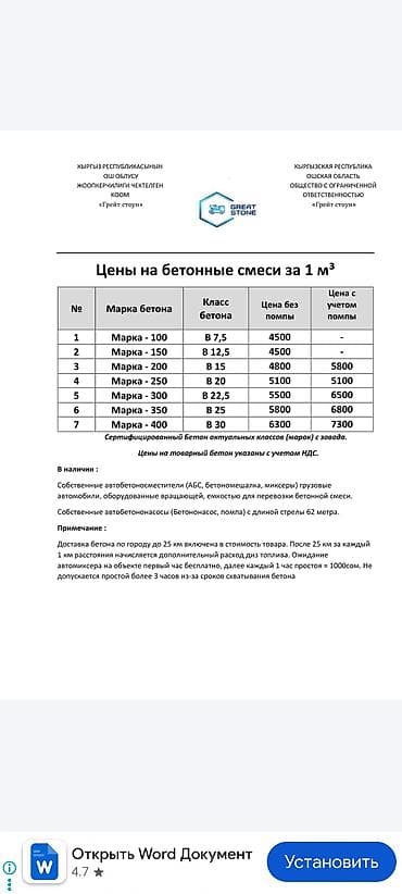 бетон м200 цена с доставкой бишкек: Строительный бетон, M-100, Для фундамента,класса B7,5 — 3