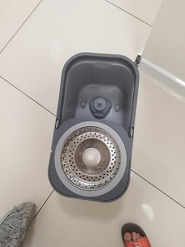 Дом и сад: Комплект для мытья полов с автоматическим отжимом (spin-mop) - Ведро — 1