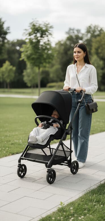 всвязи с переездом: Коляска, цвет - Черный — 2