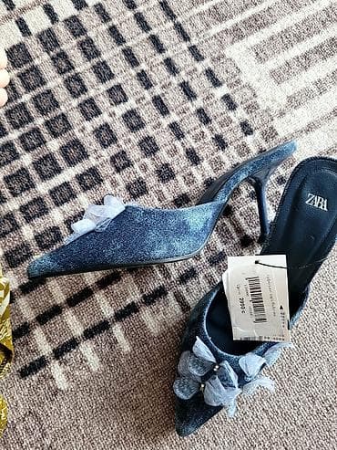 туфли zara: Сабо, 36, Zara, Новый, цвет - Синий, Платная доставка — 1