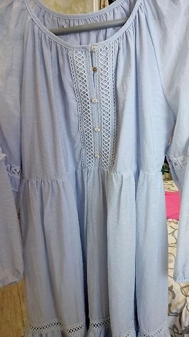 платье оверсайз: Платье свободного кроя в стиле бохо, нежно-голубого цвета. Покупала — 1