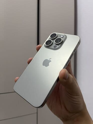 телефоны 1500: IPhone 15 Pro, Колдонулган, 256 ГБ, Natural Titanium, Куту, 82 % — 1