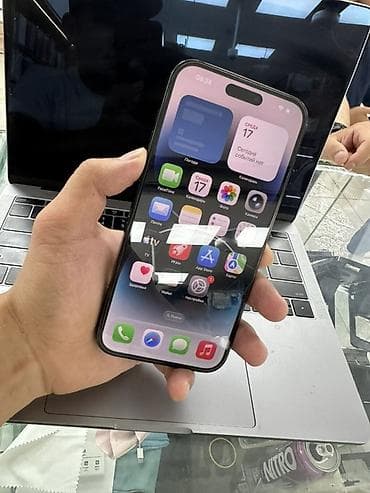 mini mac: IPhone 14 Pro Max, Б/у, 256 ГБ, Черный, Защитное стекло, Чехол, 91 % — 2