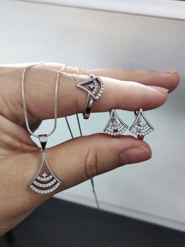 свадебные наборы ручной: Серебро 925 пробы Серебряный Комплект + цепочка Размеры имеются — 2