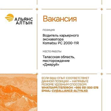 работа аламидин 1: Альянс Алтын открывает вакансии на месторождении «Джеруй» (Таласская — 2