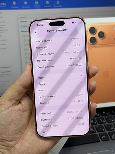 ipone 6: IPhone 17 Pro Max, Б/у, 512 ГБ, Оранжевый, Коробка, 100 % — 5