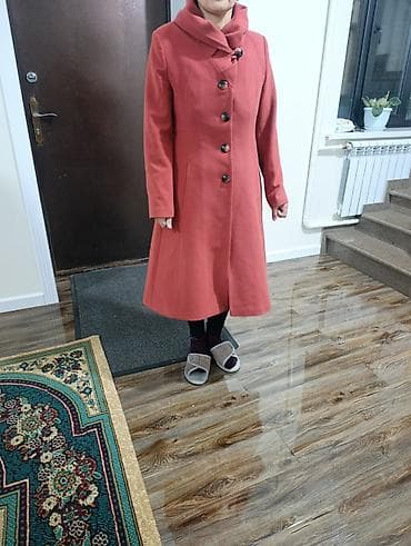 белая накидка: Пальто, Классика, Осень-весна, По колено, Приталенная модель, M — 1