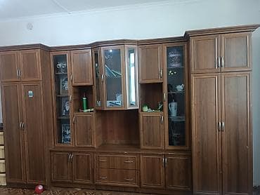 продажа столов в зал: Гарнитур для зала, Б/у, Шкаф, Самовывоз, цвет - Коричневый — 2