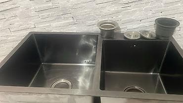 каменные мойки: Кухонная мойка, Врезной способ установки, Двойная форма, Материал: Искусственный камень, Размер: 78 x 43 см — 2