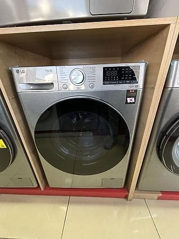 sharp aquos: Стиральная машина LG ThinQ, фронтальная загрузка, серебристый металл — 1