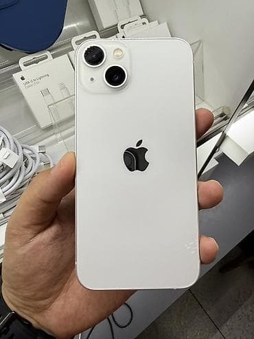 IPhone 13, Б/у, 128 ГБ, Белый, Защитное стекло, Чехол, 89 %