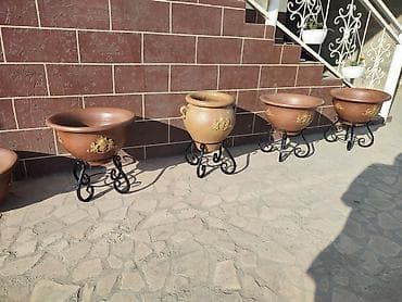 купить аквариум: Декоративные улично-комнатные кашпо на кованых подставках - Материал — 4