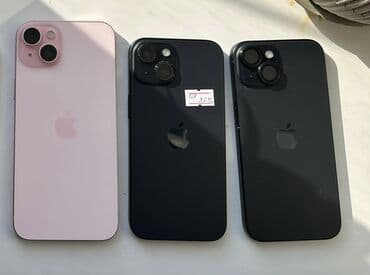 IPhone 15, Б/у, 128 ГБ, Black Titanium, Чехол, 86 %