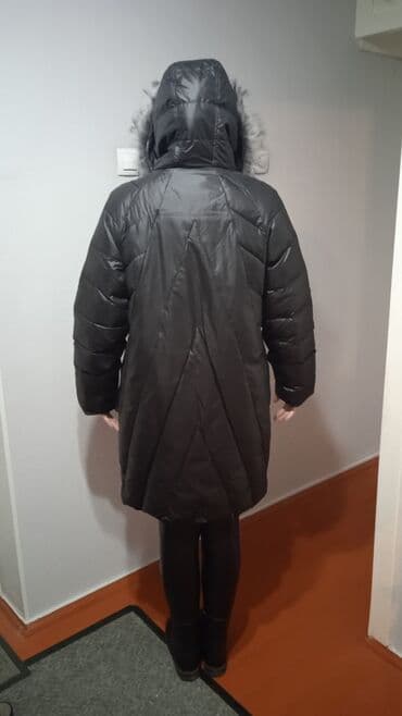 женские махровые халаты больших размеров: Пуховик, По колено, С капюшоном, 3XL — 3