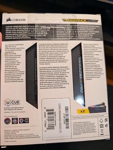 3000: Оперативная память (RAM) для ПК, Б/у, Corsair, 16 ГБ, DDR4, 3000 МГц — 2