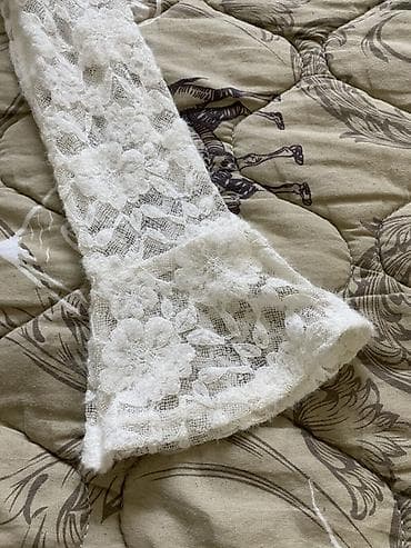 накидка кофта: Ажурный кружевной кардиган/жакет молочного цвета - Материал — 3