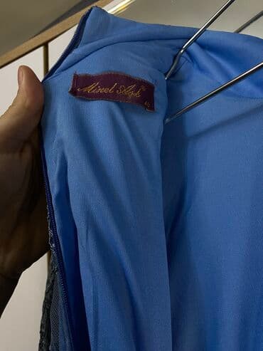 коктейльное платье синего цвета: Бальное платье, Длинная модель, цвет - Голубой, L, В наличии — 15