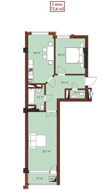 продажа квартиры джал: 2 комнаты, 55 м², Элитка, 6 этаж — 3