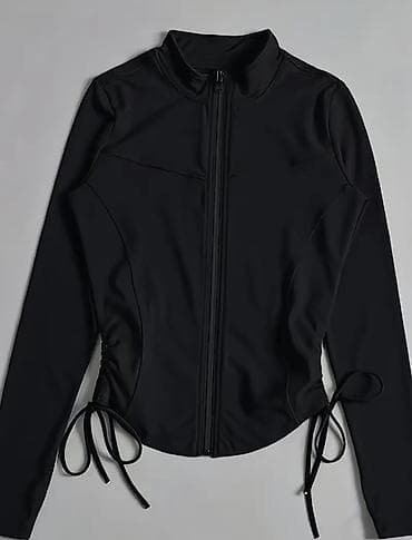 soft shell: Женская спортивная кофта на молнии - Цвет: черный - Приталенный крой — 2