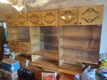 дерево мебель: Стенка-шкаф, Тип стенки-шкафа: Советская, Другое назначение, Б/у, Особенности: Для хранения посуды — 4