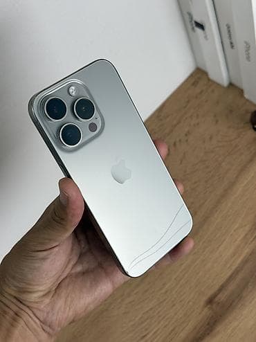 IPhone 15 Pro, Колдонулган, 128 ГБ, Natural Titanium, Коргоочу айнек, Каптама, Кабель, 89 %