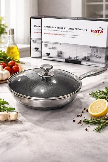 Вок сковорода KATA Honeycomb с крышкой - Материал: пищевая at lalafo.kg Вок сковорода KATA Honeycomb с крышкой - Материал: пищевая