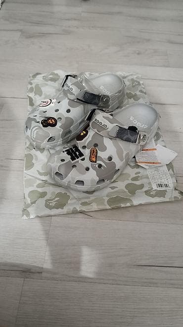 маквины: Детские сабо Crocs (2 пары) 1) Модель с серо-белым камуфляжным — 1