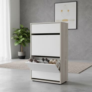 Тумба и подставка для обуви, Дерево, цвет - Белый