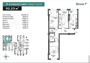 квартира от собственика: 3 комнаты, 93 м², Элитка, 10 этаж, Готовая ПСО (под самоотделку) — 1