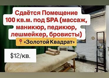 мелкий бизнес: Кабинет Спа салон, В жилом комплексе, 100 м², Долгосрочно, С отдельным сан узлом, С системой безопасности, С юридическим адресом — 4