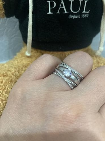 золотые парные кольца: Кольцо, Женские, Фианит — 3