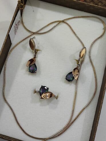 свадебные платья от производителя: Серебряный Набор+ Цепочка Серебро с напылением золото 925 Размеры — 4