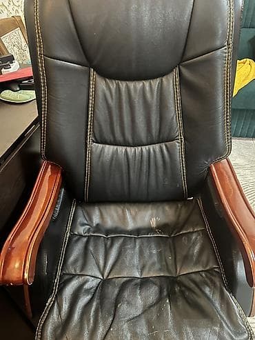 Офис столдору: Офис креслолор, Дөңгөлөктүү, түсү - Кара, Экокожа — 5