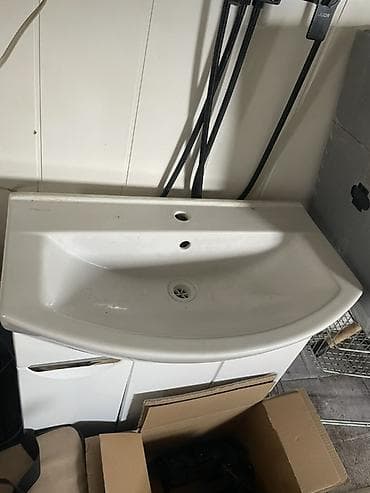 Балдар эмереги: Ванна үчүн тумба, Раковина менен, ЛДСП, түсү - Ак — 1