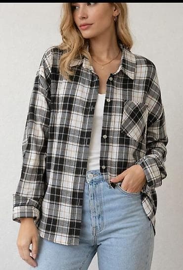 Рубашка, Оверсайз, В клетку, Made in KG